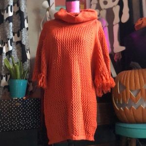 Burnt orange Cowl neck long sweater